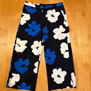 Piazza Sempione wide leg pull on pants women sz 52 or XXL 2X blue white plus
